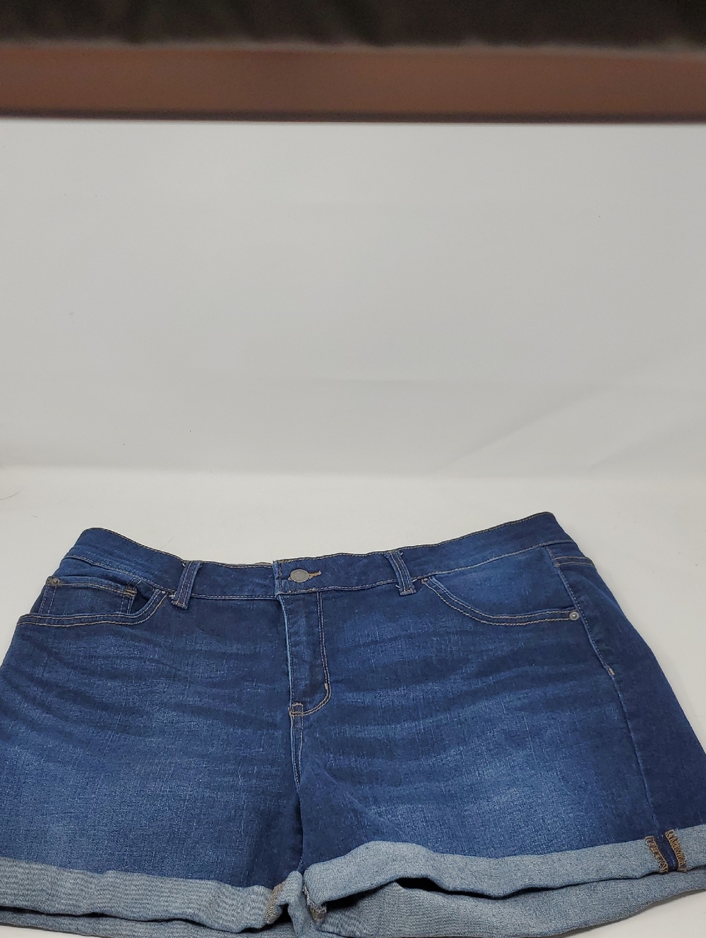 Time and Tru Dark Blue STRETCH  Rolled Hem Denim Shorts